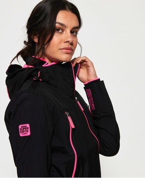 Superdry Pop Cipzár Velocity SD-Windcheater Női Kabát Fekete/Rózsaszín | CXEBU7523